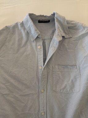 Brandy Melville Blue and White Striped Button Up Shirt